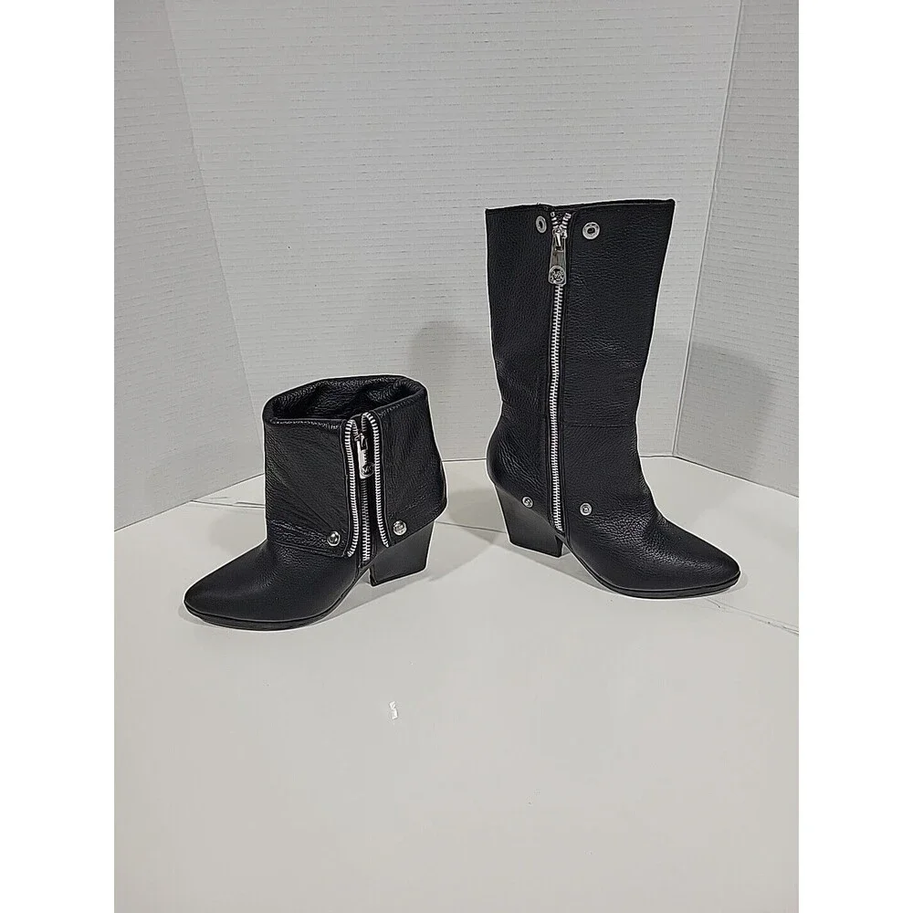 MICHAEL KORS Bassey Black Leather Convertible Boots Size 6M